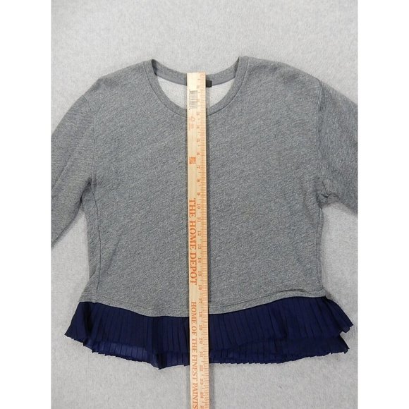 J Crew Ruffled‎ Hem Crew Sweatshirt (Women's Small) Gray/Blue - Cotton - Picture 8 of 11